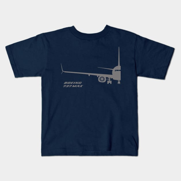 737 MAX front view Kids T-Shirt by Caravele